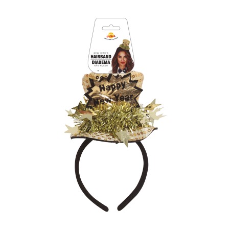 DIADEMA CHISTERA "HAPPY NEW YEAR" SURT.PLATA Y ORO